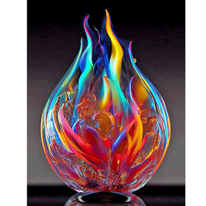 Glass Fire Sculpture - Full Round Drill Diamond Painting 30*40CM