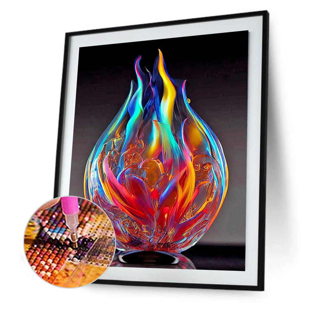 Glass Fire Sculpture - Full Round Drill Diamond Painting 30*40CM