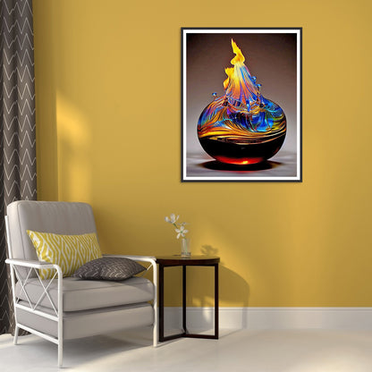 Glass Fire Sculpture - Full Round Drill Diamond Painting 30*40CM