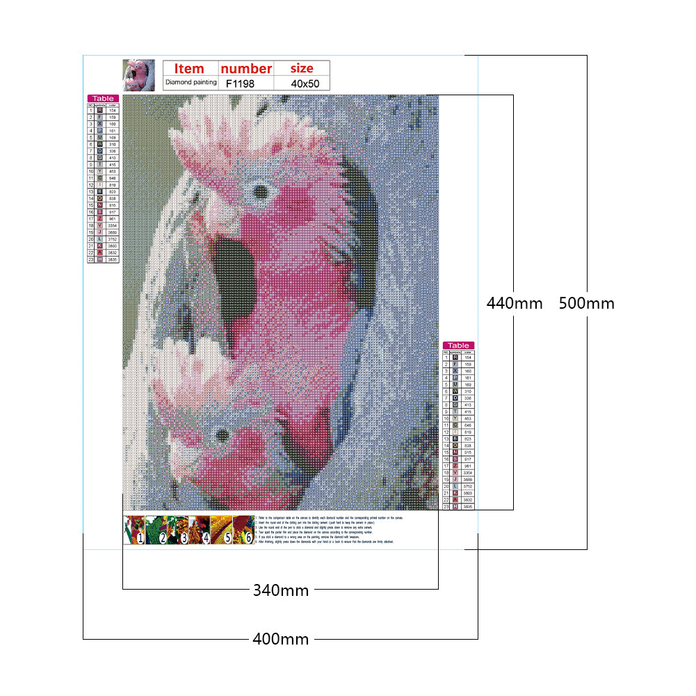 Pink Cockatoo - Full Square Drill Diamond Painting 40*50CM