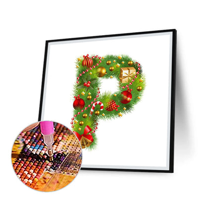 Christmas Letter P - Full Square Drill Diamond Painting 30*30CM