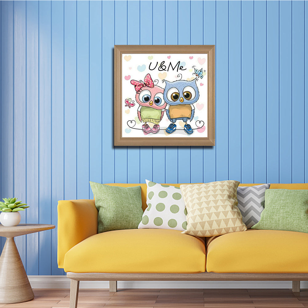 Owl Couple - Full Square Drill Diamond Painting 30*30CM
