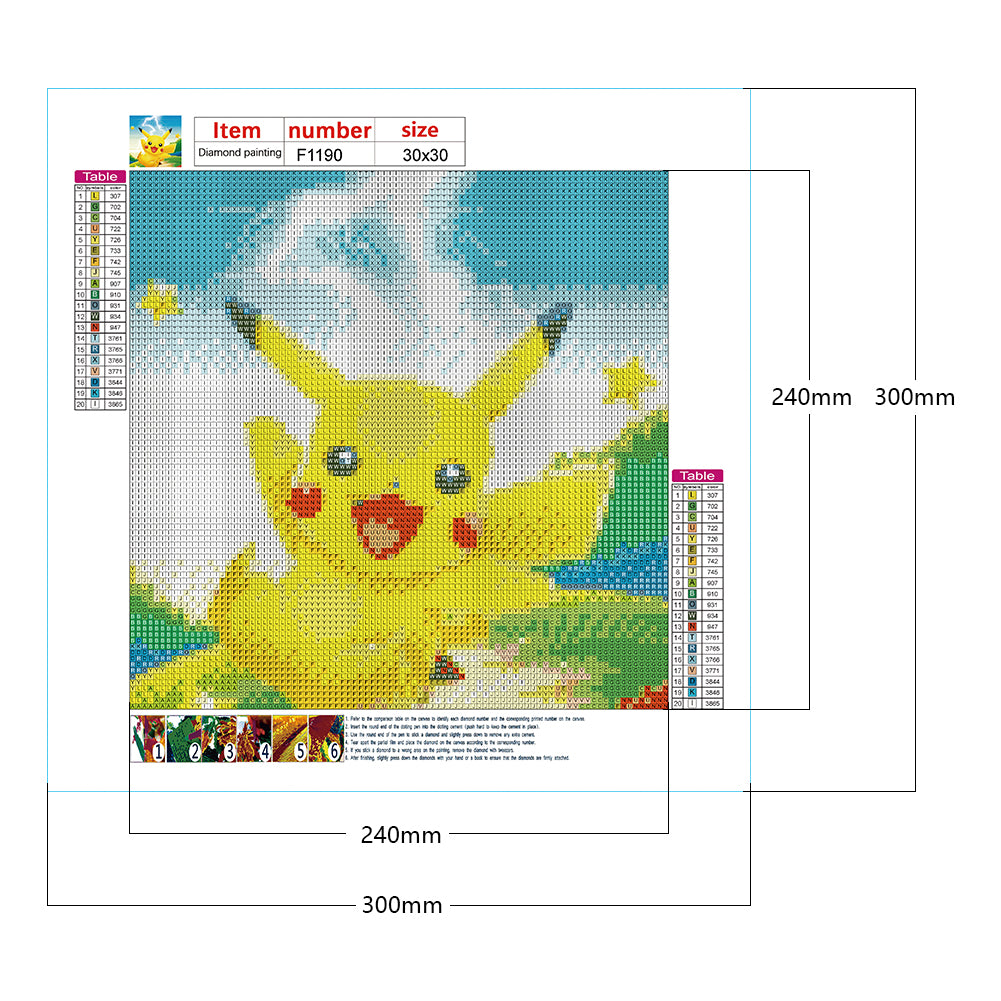 Active Pikachu - Full Square Drill Diamond Painting 30*30CM