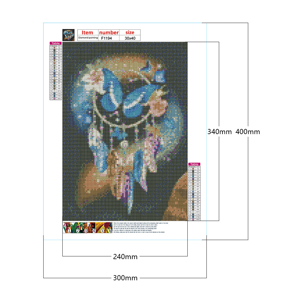 Butterfly Dream Catcher - Full Square Drill Diamond Painting 30*40CM