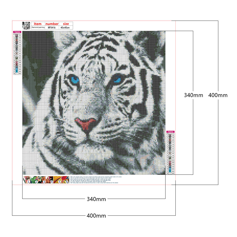 White Tiger - Full Square Drill Diamond Painting 40*40CM