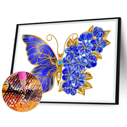 Flower Butterfly - Special Shaped Drill Diamond Painting 40*30CM