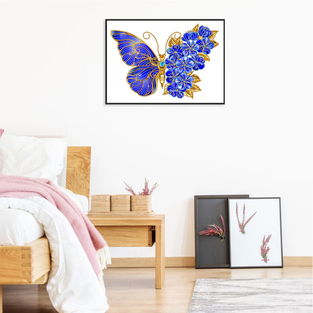 Flower Butterfly - Special Shaped Drill Diamond Painting 40*30CM