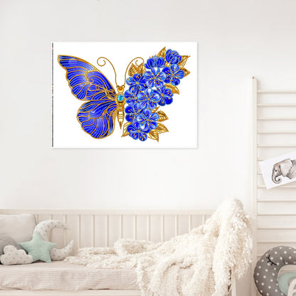 Flower Butterfly - Special Shaped Drill Diamond Painting 40*30CM