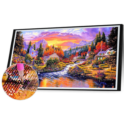 Thomas Country Landscape Oil Painting - Full Round Drill Diamond Painting 100*50CM