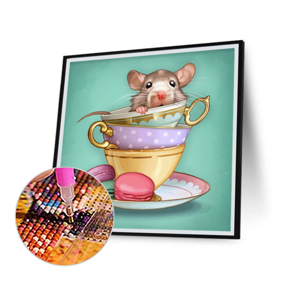 Teacup Mouse - Full Round Drill Diamond Painting 30*30CM