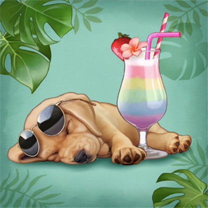 Sleeping Dog - Full Round Drill Diamond Painting 30*30CM