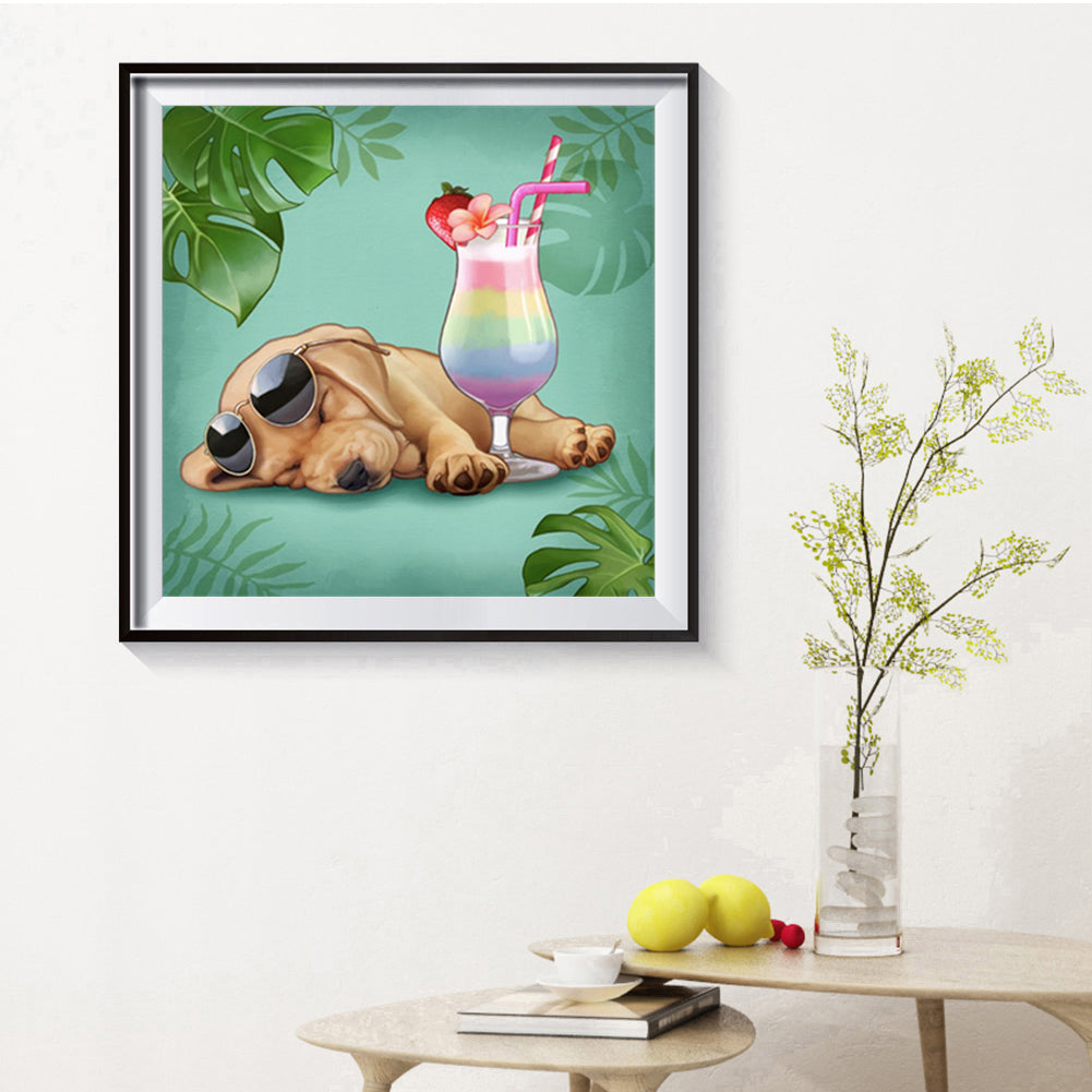 Sleeping Dog - Full Round Drill Diamond Painting 30*30CM
