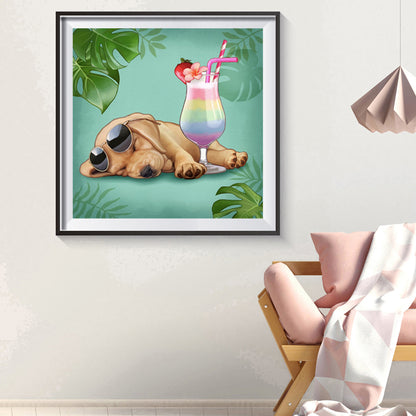 Sleeping Dog - Full Round Drill Diamond Painting 30*30CM