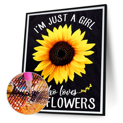 Sunflower English Calligraphy And Painting - Full Round Drill Diamond Painting 30*40CM