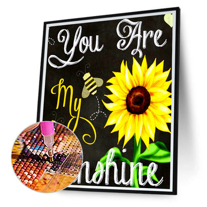 Sunflower English Calligraphy And Painting - Full Round Drill Diamond Painting 30*40CM