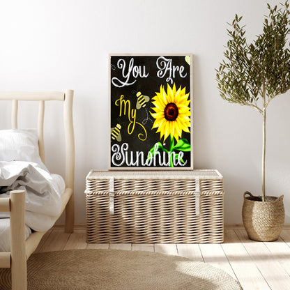 Sunflower English Calligraphy And Painting - Full Round Drill Diamond Painting 30*40CM