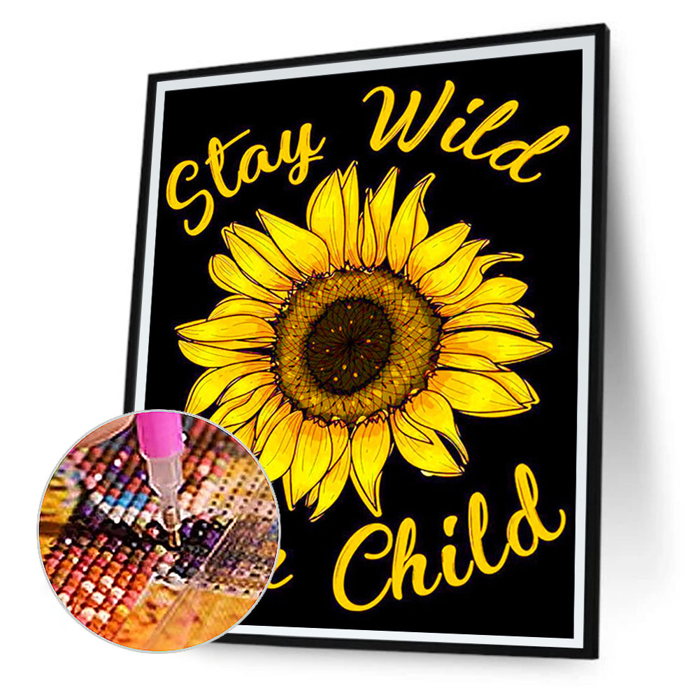 Sunflower English Calligraphy And Painting - Full Round Drill Diamond Painting 30*40CM