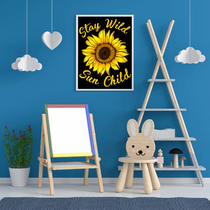 Sunflower English Calligraphy And Painting - Full Round Drill Diamond Painting 30*40CM