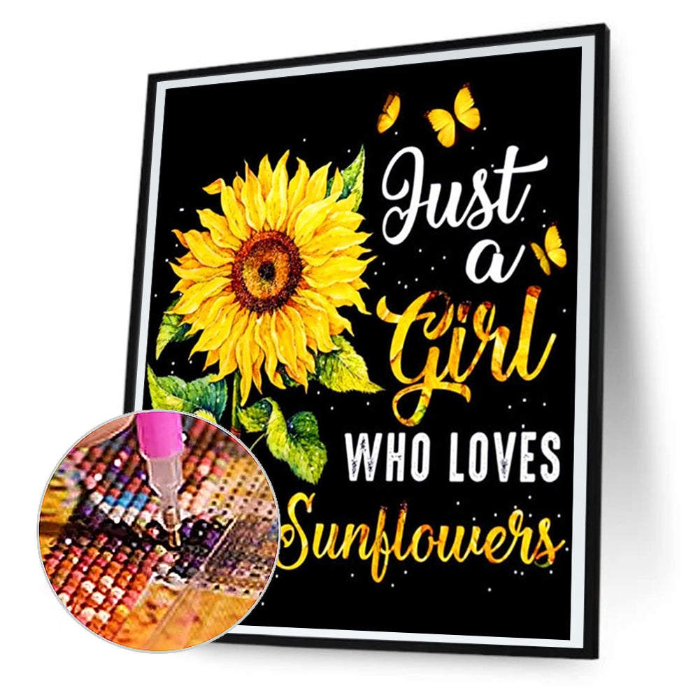 Sunflower English Calligraphy And Painting - Full Round Drill Diamond Painting 30*40CM