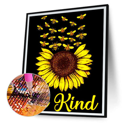 Sunflower English Calligraphy And Painting - Full Round Drill Diamond Painting 30*40CM