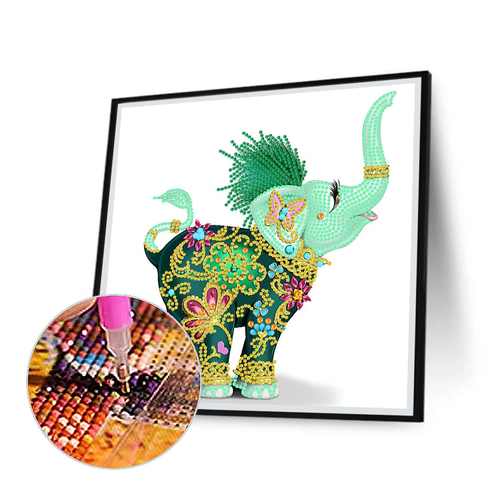 Colorful Elephant - Special Shaped Drill Diamond Painting 30*30CM