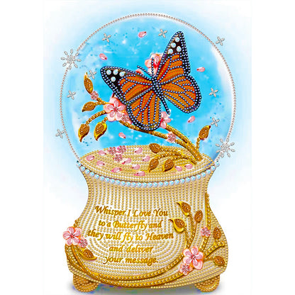 Butterfly Crystal Ball - Special Shaped Drill Diamond Painting 30*40CM