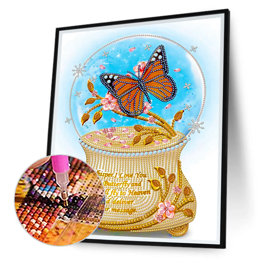 Butterfly Crystal Ball - Special Shaped Drill Diamond Painting 30*40CM