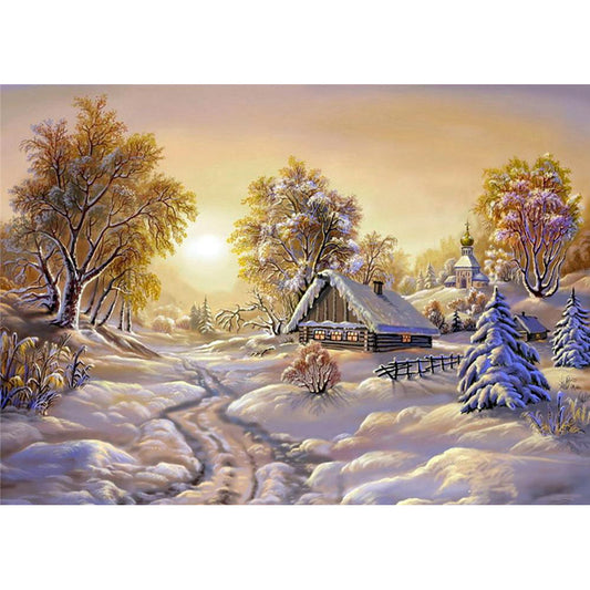 Christmas Winter Scene - Full Round Drill Diamond Painting 50*40CM