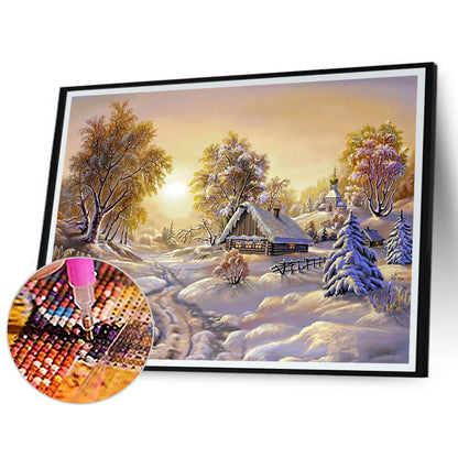 Christmas Winter Scene - Full Round Drill Diamond Painting 50*40CM