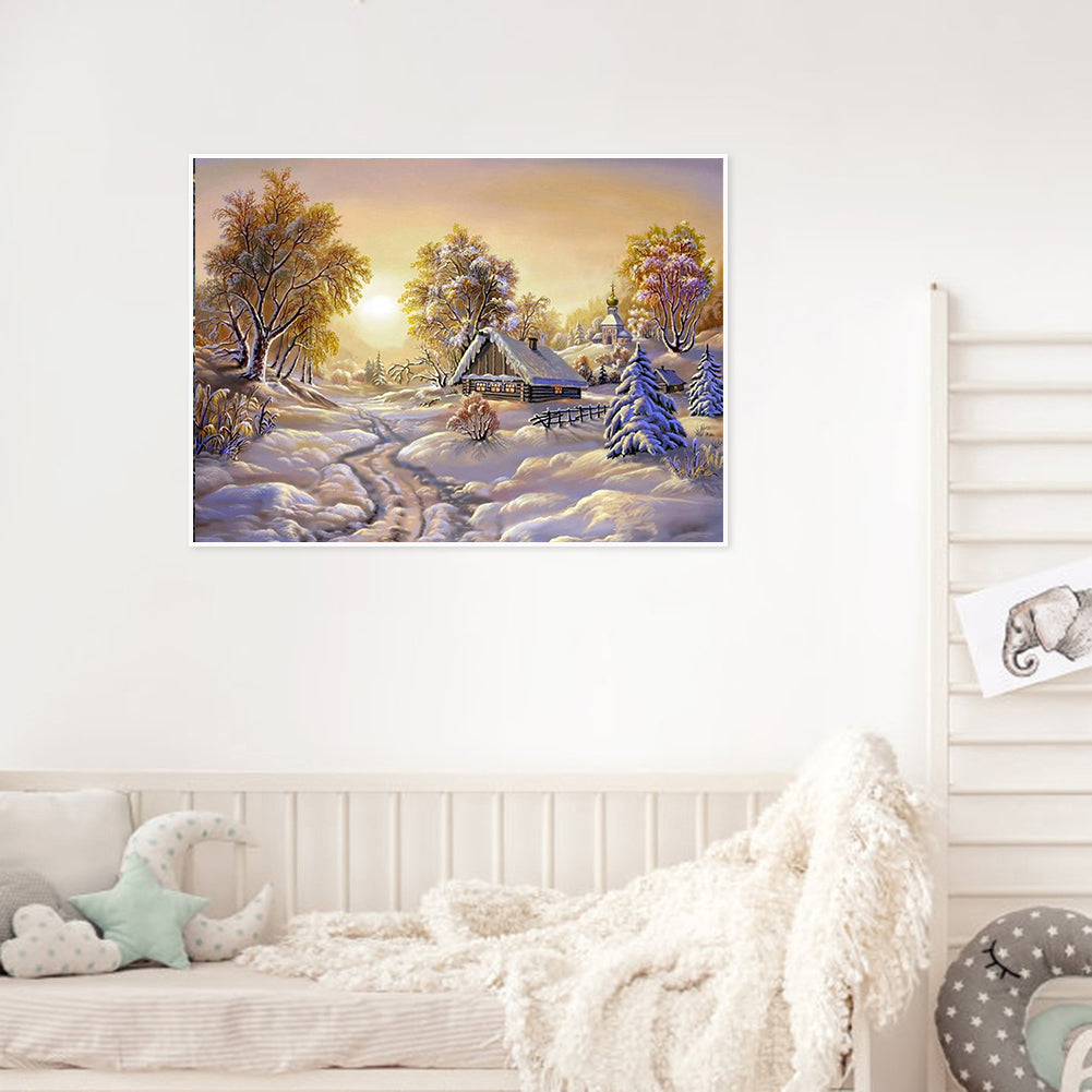 Christmas Winter Scene - Full Round Drill Diamond Painting 50*40CM