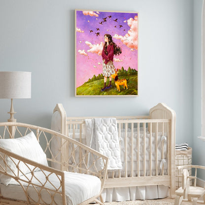 Curly Hair Girl - Full Round Drill Diamond Painting 30*40CM