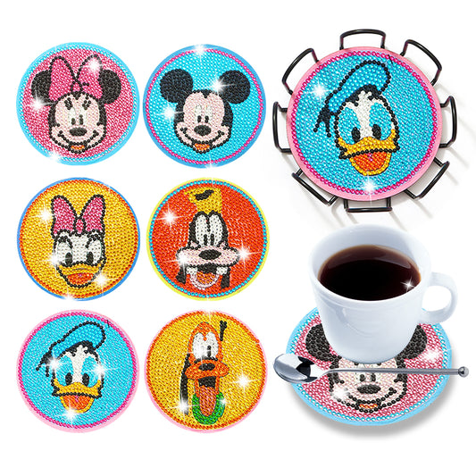 DIY Diamonds Painting Coaster Art Crafts Wooden Cartoon Cup Mat for Kids Gifts