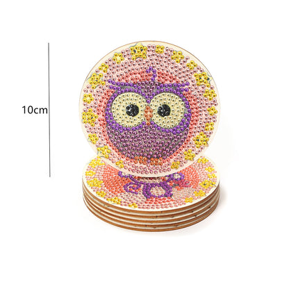 DIY Diamonds Painting Coaster Art Crafts Wooden Cartoon Cup Mat for Kids Gifts