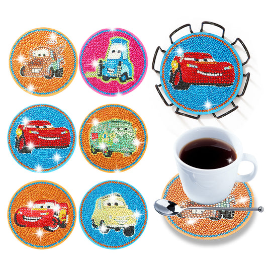 DIY Diamonds Painting Coaster Art Crafts Wooden Cartoon Cup Mat for Kids Gifts