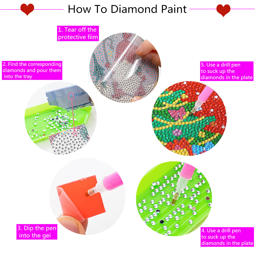 DIY Diamonds Painting Coaster Art Crafts Wooden Cartoon Cup Mat for Kids Gifts