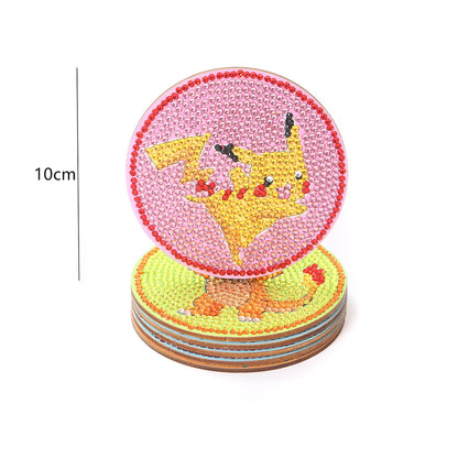 DIY Diamonds Painting Coaster Art Crafts Wooden Cartoon Cup Mat for Kids Gifts