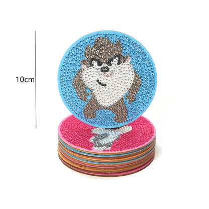 DIY Diamonds Painting Coaster Art Crafts Wooden Cartoon Cup Mat for Kids Gifts