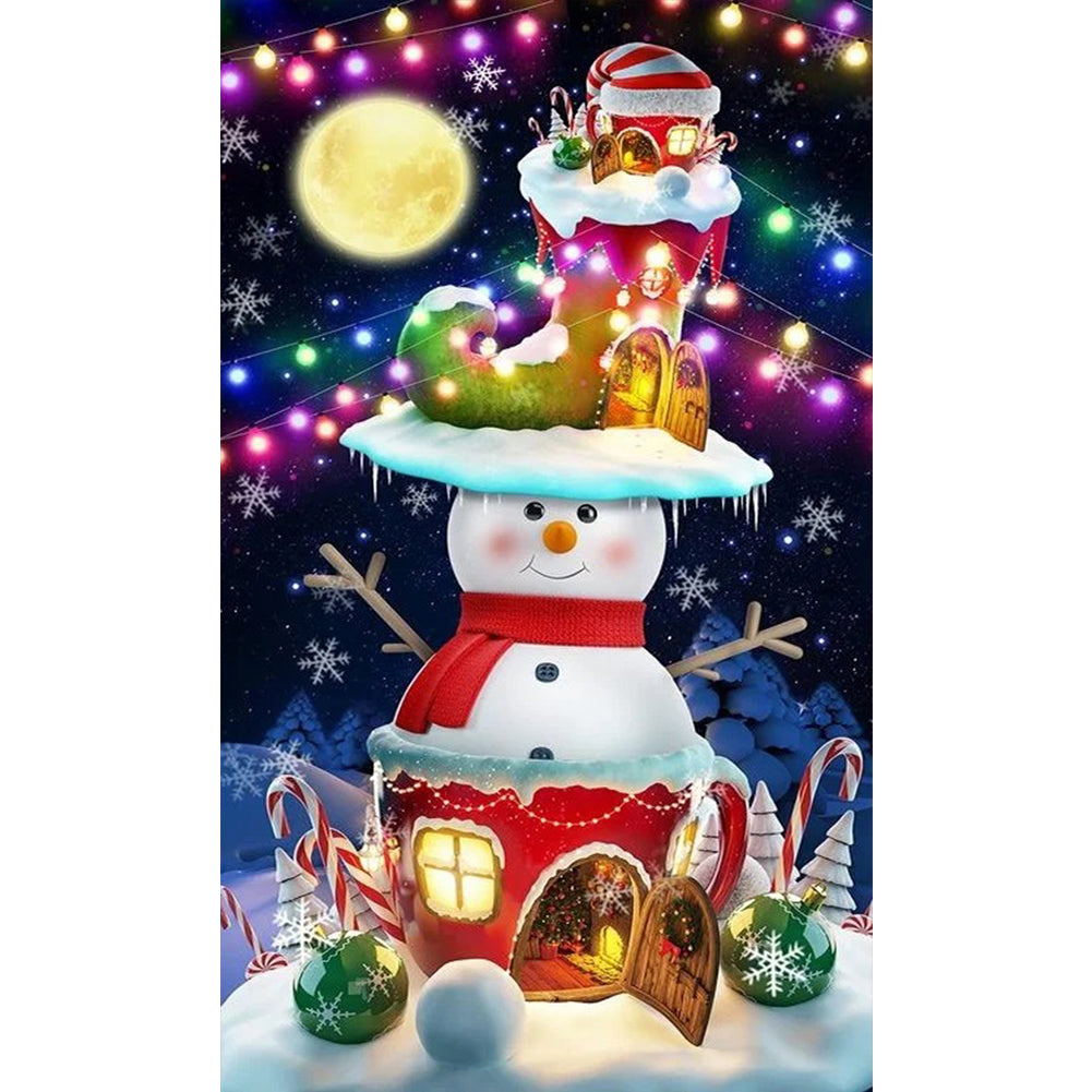 Snowman Igloo - Full Round Drill Diamond Painting 40*60CM