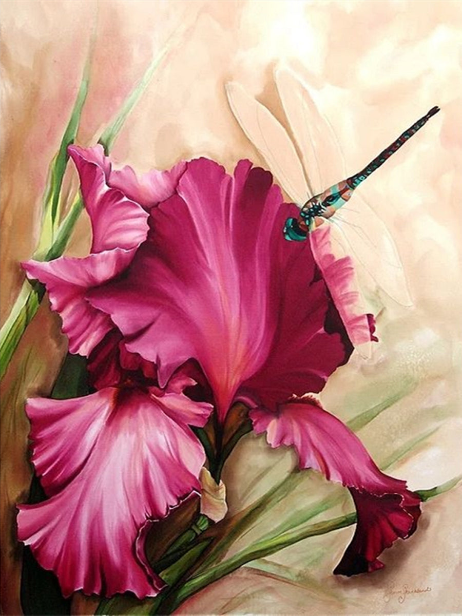 Dragonfly Orchid - Full Round Drill Diamond Painting 30*40CM