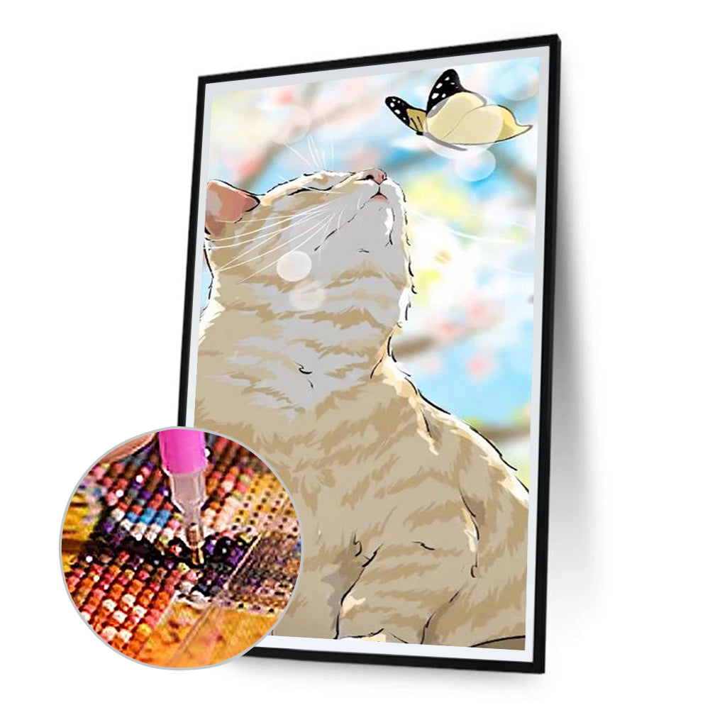 Illustration Playing Cat - Full Round Drill Diamond Painting 30*70CM