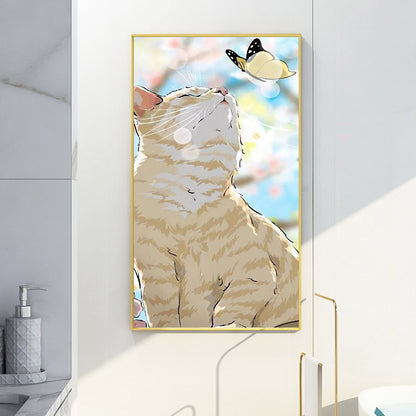 Illustration Playing Cat - Full Round Drill Diamond Painting 30*70CM