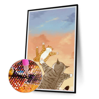 Illustration Playing Cat - Full Round Drill Diamond Painting 30*70CM