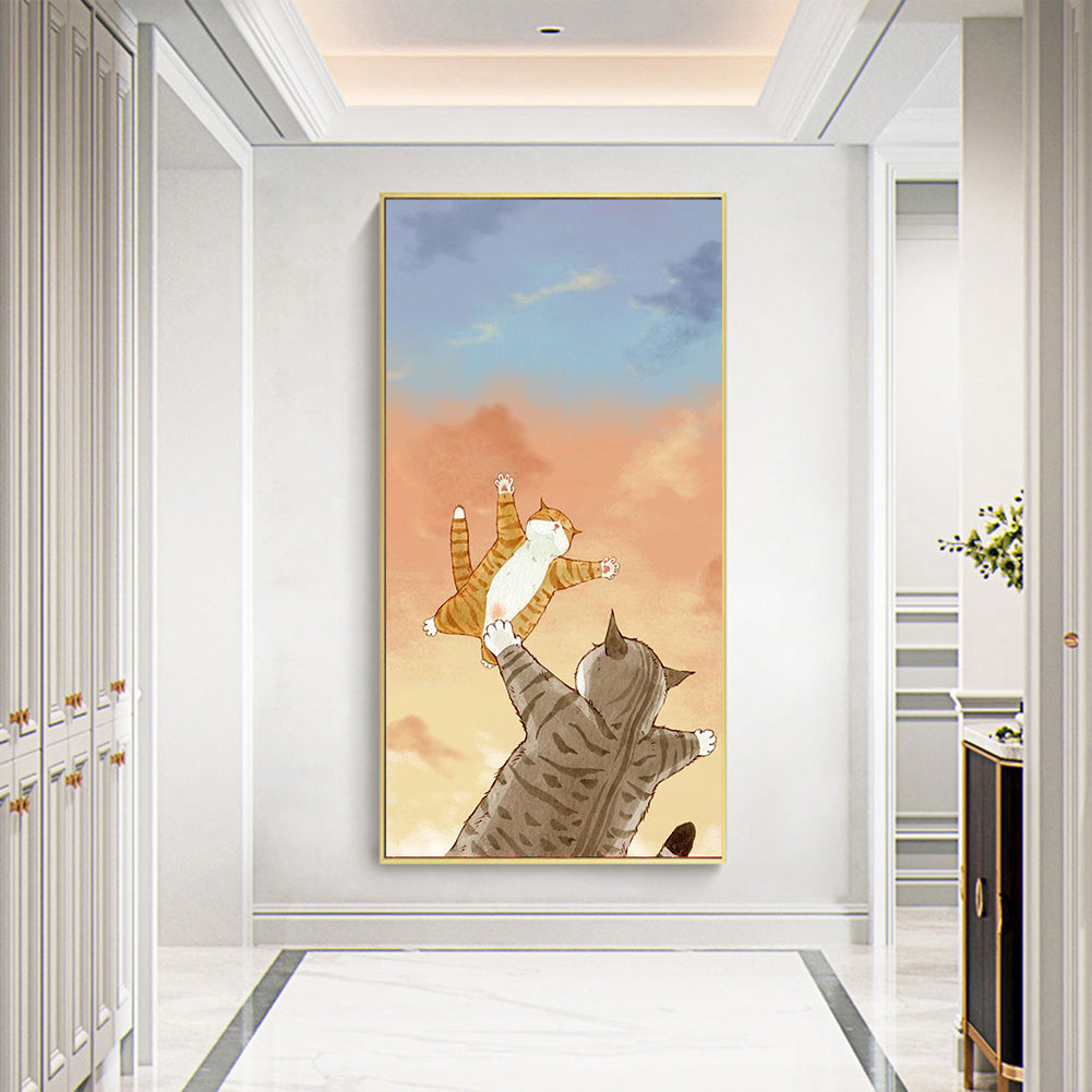 Illustration Playing Cat - Full Round Drill Diamond Painting 30*70CM