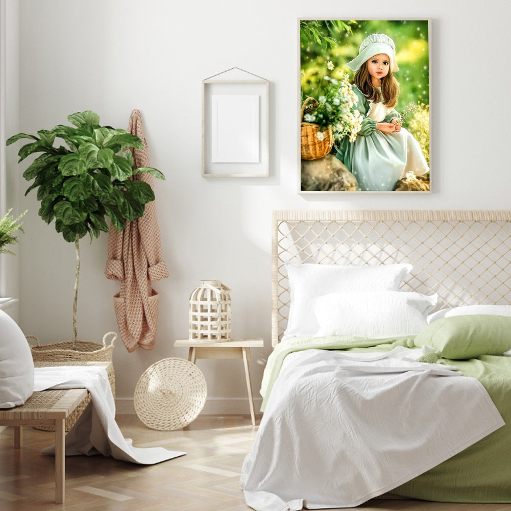 Cute Little Girl - Full Round Drill Diamond Painting 30*40CM
