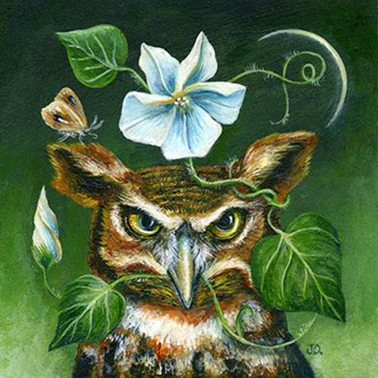 Flower Owl - Full Round Drill Diamond Painting 30*30CM