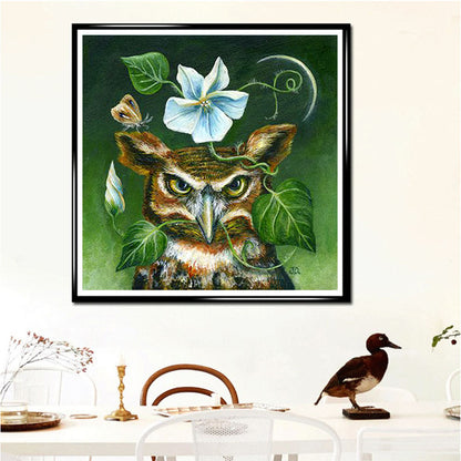 Flower Owl - Full Round Drill Diamond Painting 30*30CM