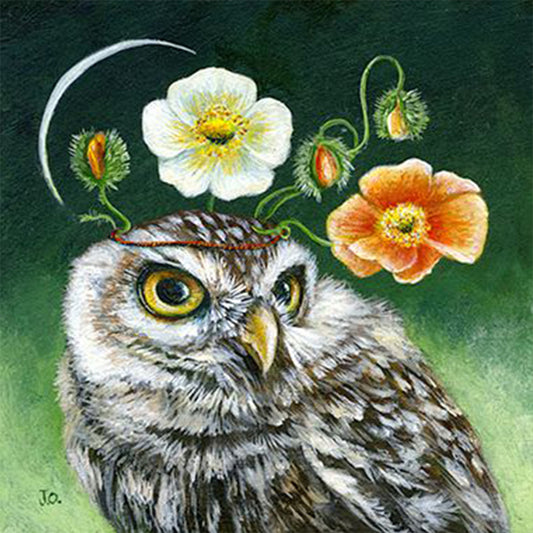Flower Owl - Full Round Drill Diamond Painting 30*30CM