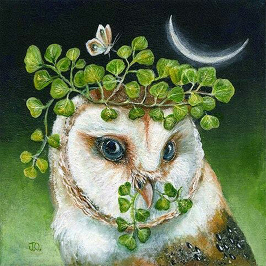 Flower Owl - Full Round Drill Diamond Painting 30*30CM