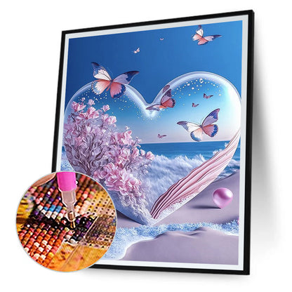 Beach Landscape Pansies - Full Round Drill Diamond Painting 30*40CM
