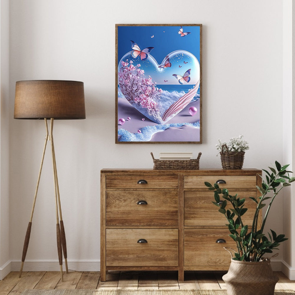 Beach Landscape Pansies - Full Round Drill Diamond Painting 30*40CM